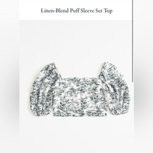 Abercrombie Linen Blend Puff Sleeve Set Top- Brand new